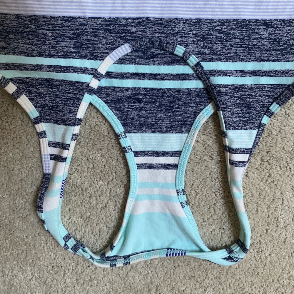 Lululemon Groovy Stripe Cool Racerback top blue 4 - Picture 4 of 7